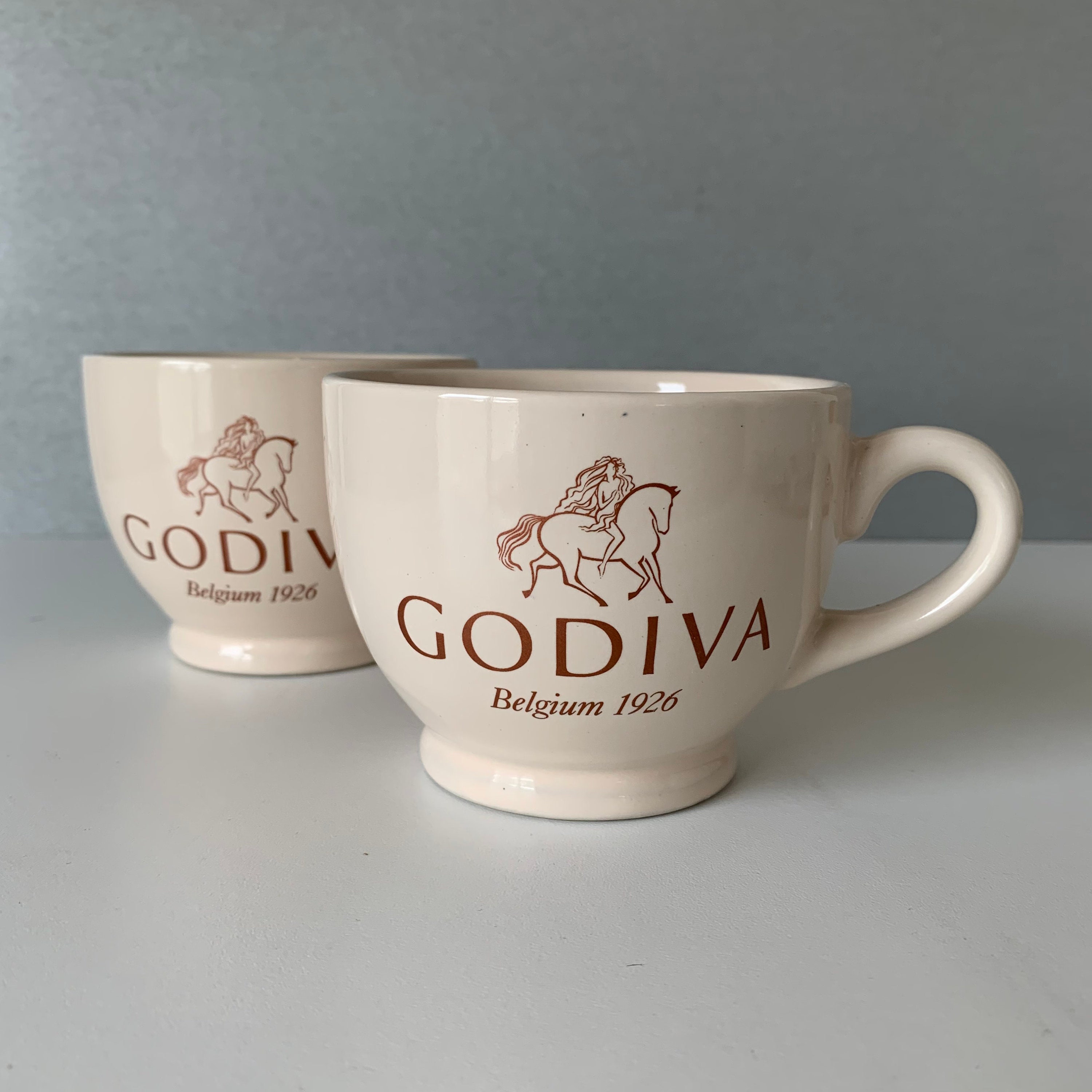 2 GODIVA COFFEE CUPS Lady Godiva Belgium 1926 Chocolatier 2 Godiva Coastal Cocktails Cups Godiva Cups Just add Chocolate Chocolate Lover