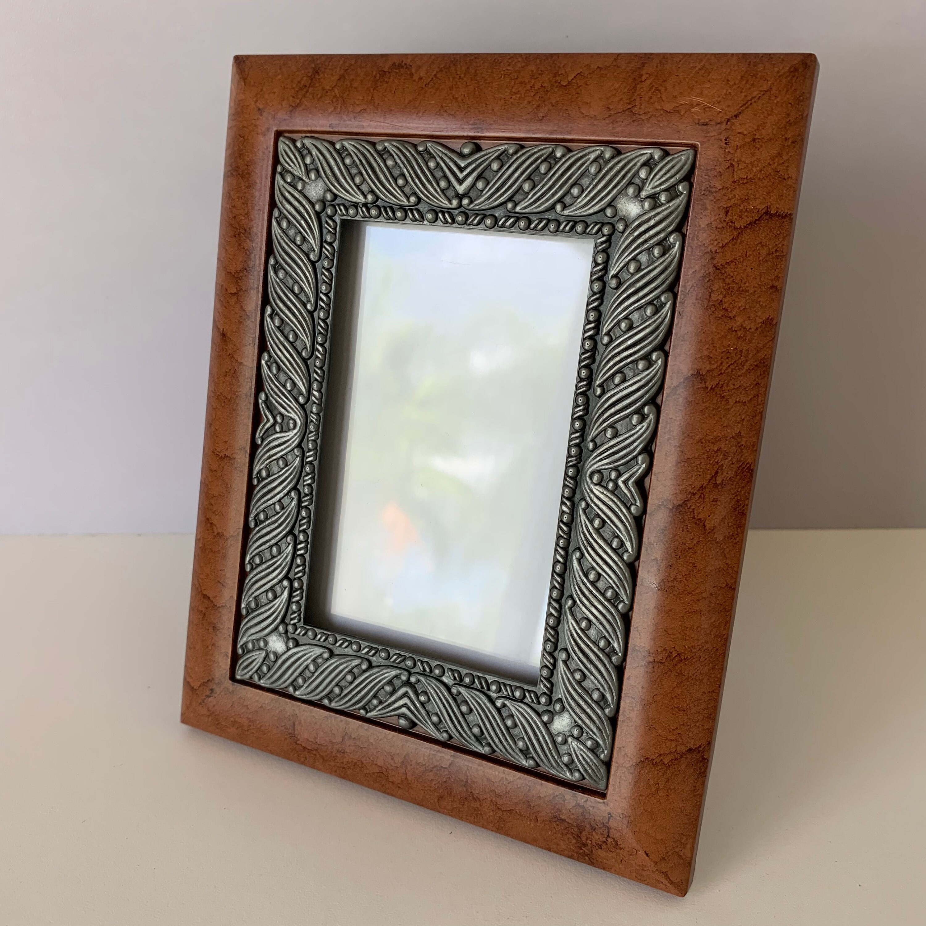 RED WOOD and METAL Photo Frame Red Wood Picture Frame With Etsy