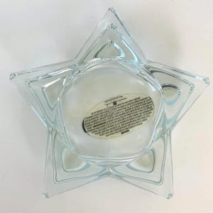 STAR SHAPE CANDLE Holder, Home Interiors Thick Glass Votive and Pillar Candle Holder, Tiered Design Star Shaped Clear Glass Holder, 6" Wide
