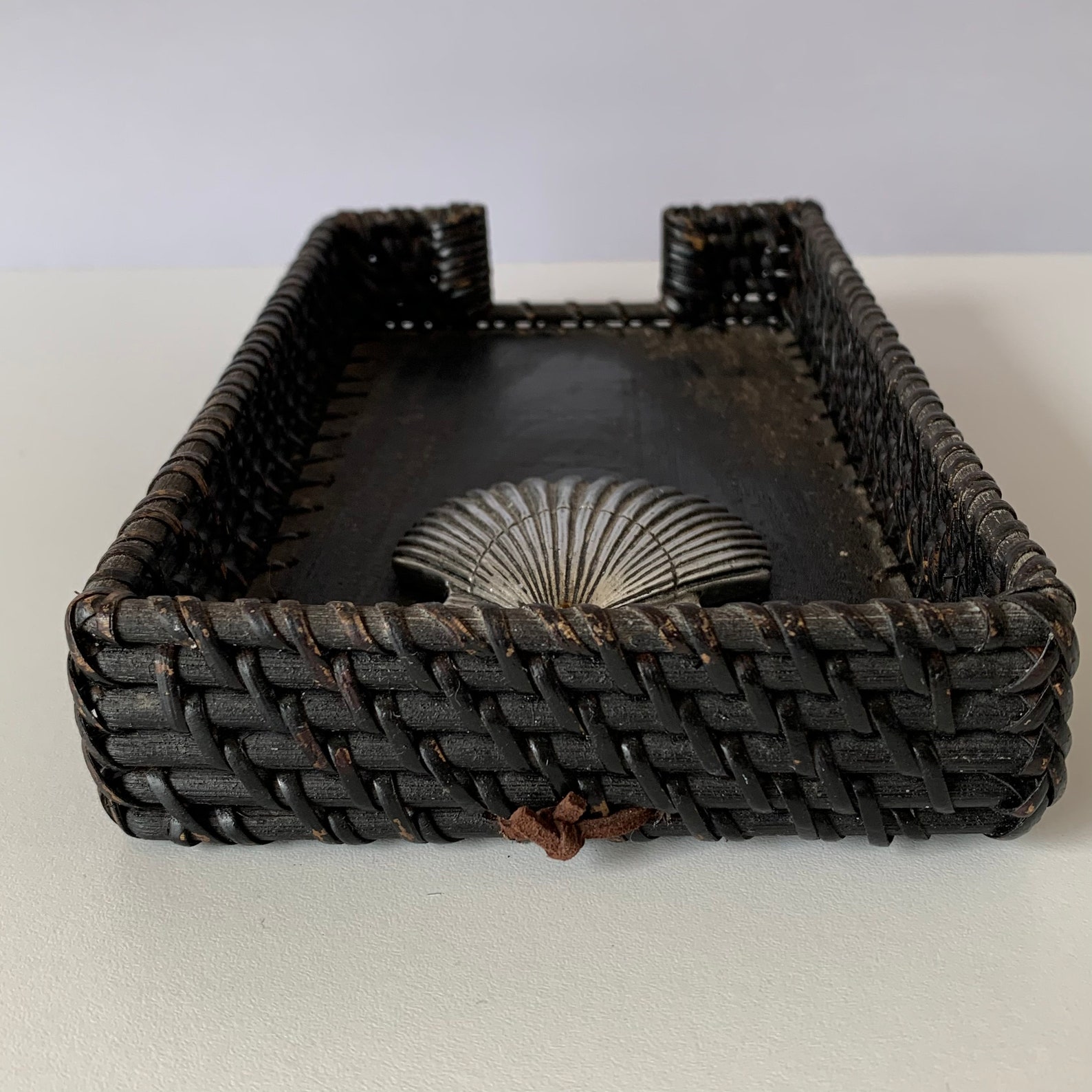 RATTAN NAPKIN HOLDER Woven Wicker Guest Towel Holder Silver Etsy