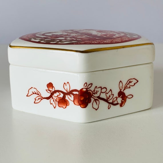 ELEGANT JEWELRY BOX, Coalport Indian Tree Coral S… - image 3