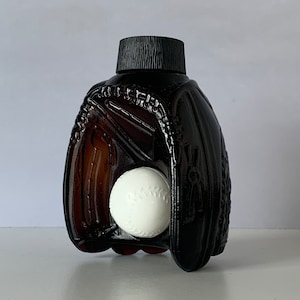 VINTAGE AVON BASEBALL Glove and Baseball, Baseball Glove Shaped Brown Glass Bottle and White Baseball, Wild Country After Shave, Almost Full