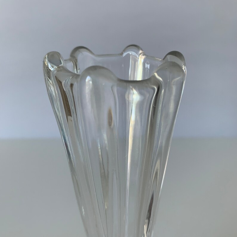 CLEAR GLASS VASE Drape Swung Heavy Footed Bottom Flower Vase Etsy