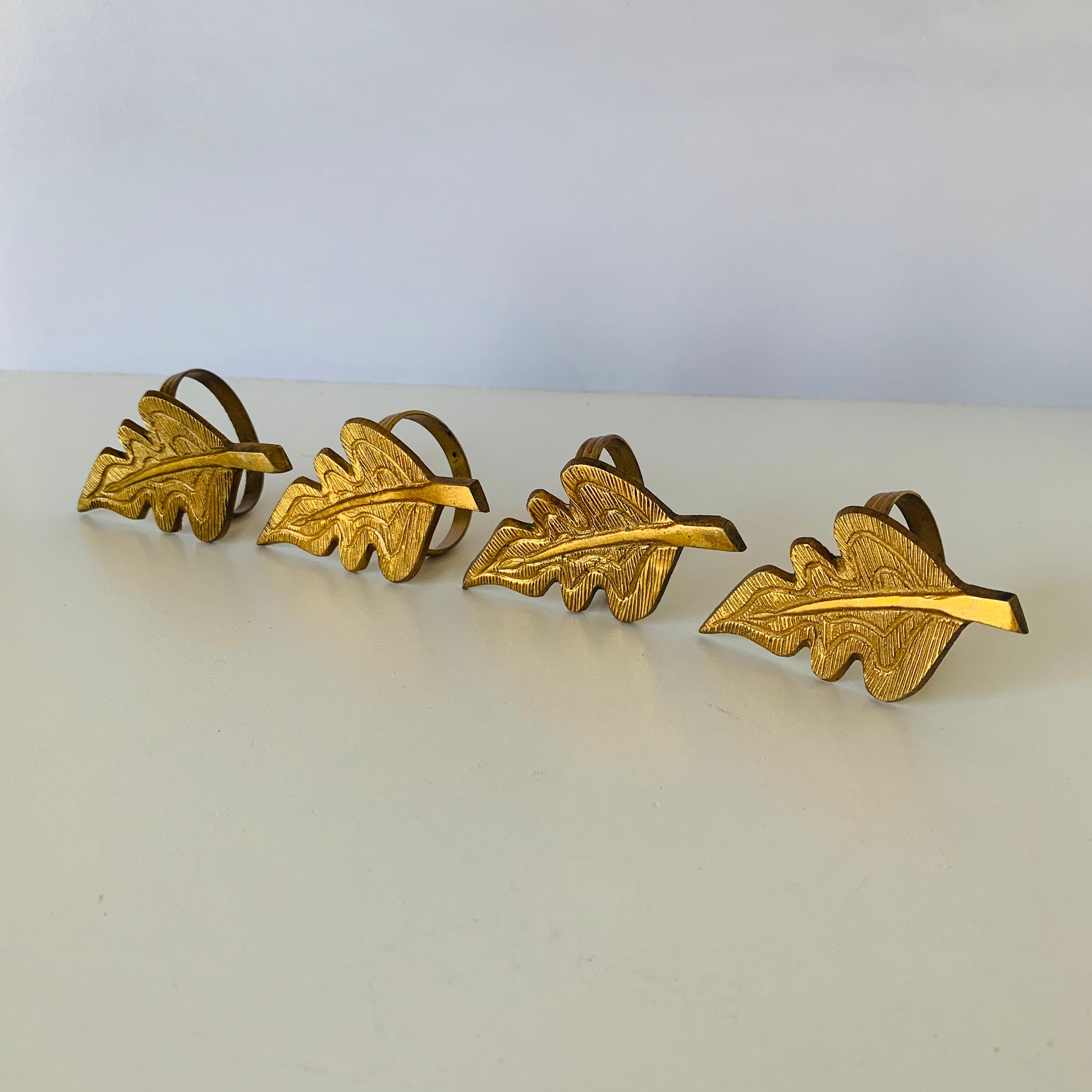 4 BRASS LEAF Napkin Rings Set of 4 Brass Napkin Rings Solid Etsy