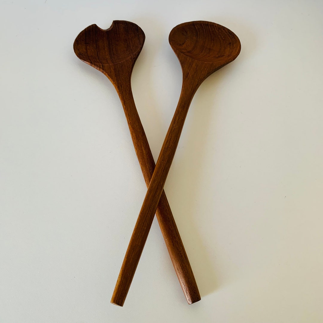 WOOD FORK and SPOON Set Dark Wood Spoon and Fork Set Wooden Etsy