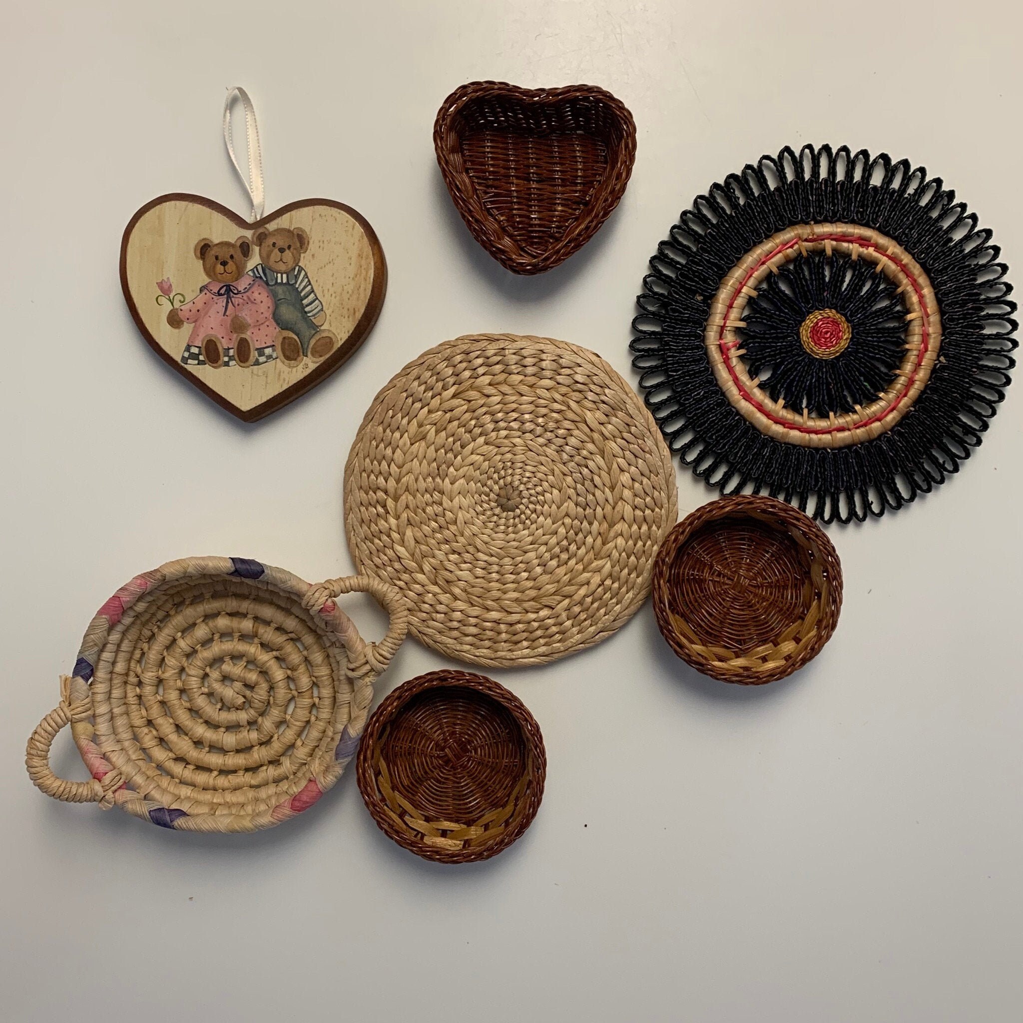 Wicker wall ART GALLERY 7 Piece BOHO Hanging Collection | Etsy