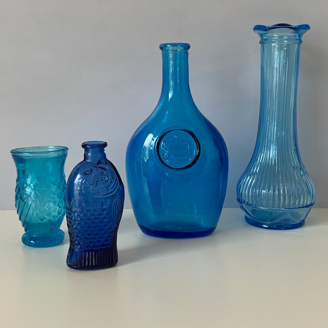 COLLECTABLE BLUE GLASS Bottles Jar Vase 2.75 to Etsy
