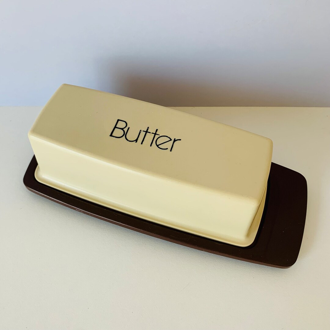 RETRO BUTTER DISH Tan Plastic Two Piece Butter Dish Holder Etsy