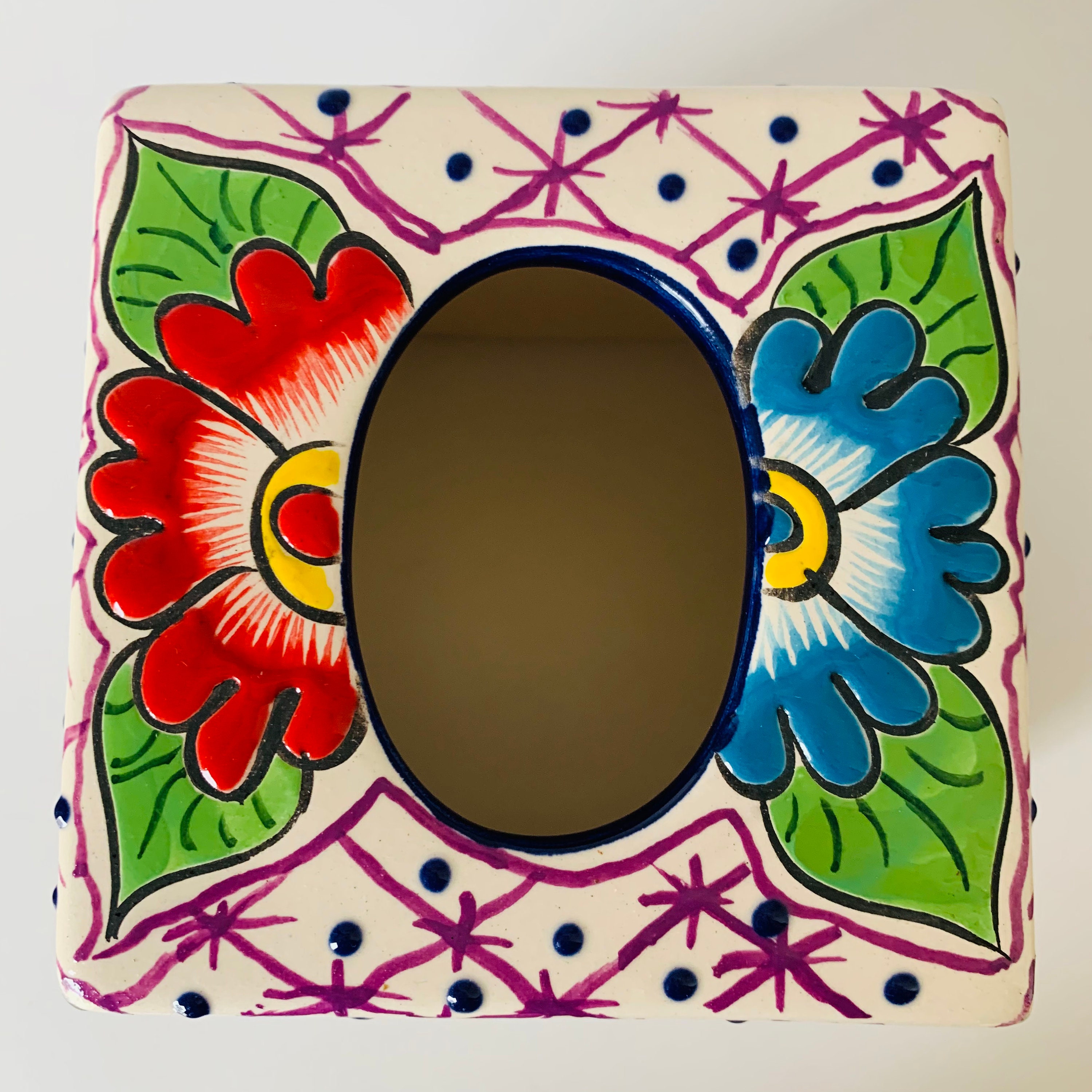 POTTERY TISSUE BOX Cover Talavera Mexican Pottery Ceramic Etsy