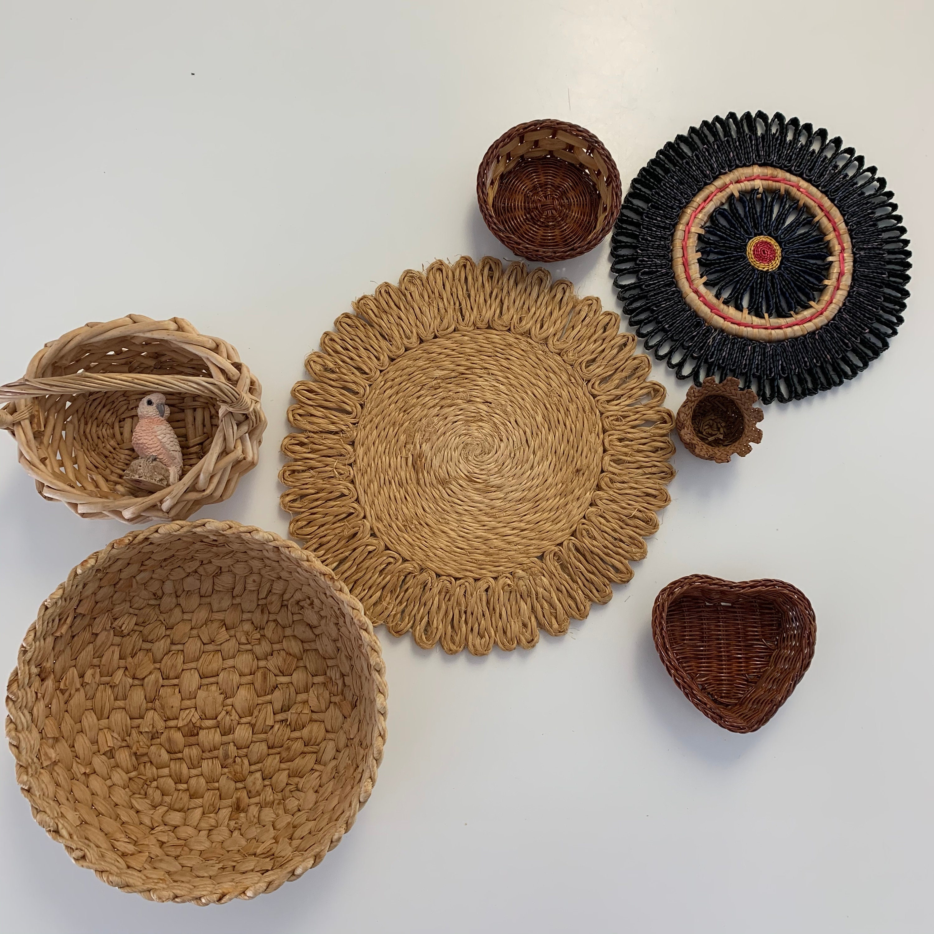 Wicker wall ART GALLERY 7 piece BOHO Hanging Collection Etsy