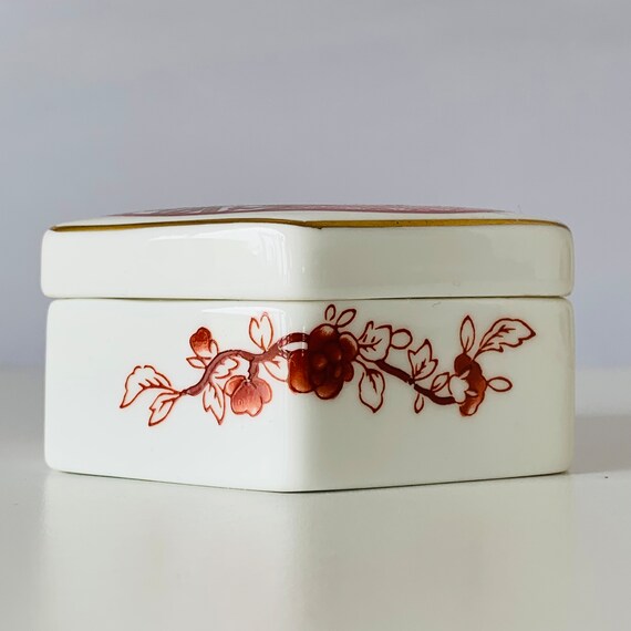 ELEGANT JEWELRY BOX, Coalport Indian Tree Coral S… - image 8