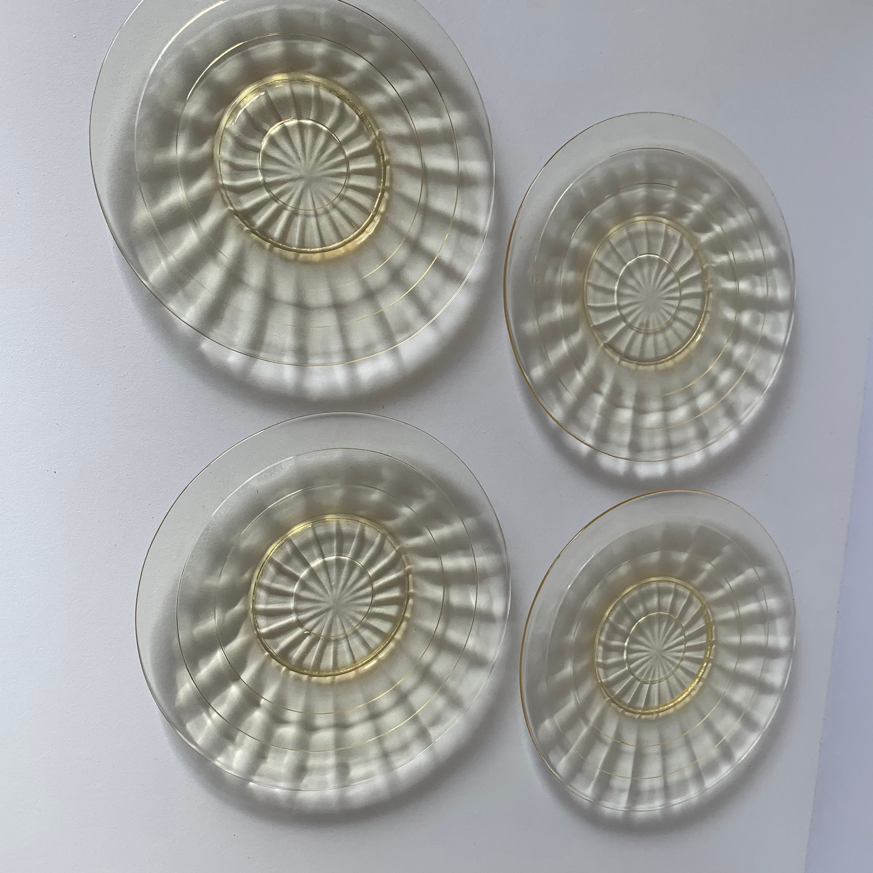 LIGHT YELLOW PLATES Pressed Glass Light Yellow Desert Dishes Etsy