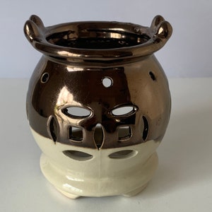 CERAMIC VOTIVE CANDLE Holder, 4 1/2&quot; Tall Drip Glaze Crackle Finish Votive Candle Holder, Cut Out Candle Holder, Decor Mays Porcelaine