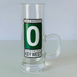 KEY WEST SHOT Glass, Vintage 1994 Tall Handled Shot Glass, Key West Florida Souvenir Shot Glass, Mile Marker 0 Mile End of the Road Key West
