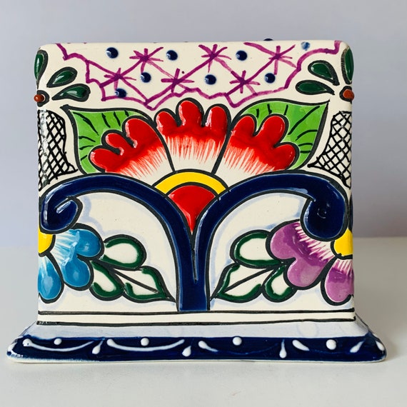POTTERY TISSUE BOX Cover Talavera Mexican Pottery Ceramic Etsy