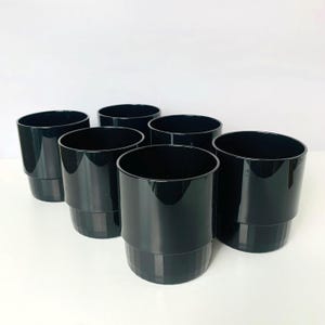 6 BLACK TUPPERWARE PRELUDIO Stackable Tumblers, Tupperware Preludio Black Acrylic Juice Cocktail Glasses, Set of 6 10 oz Tumblers