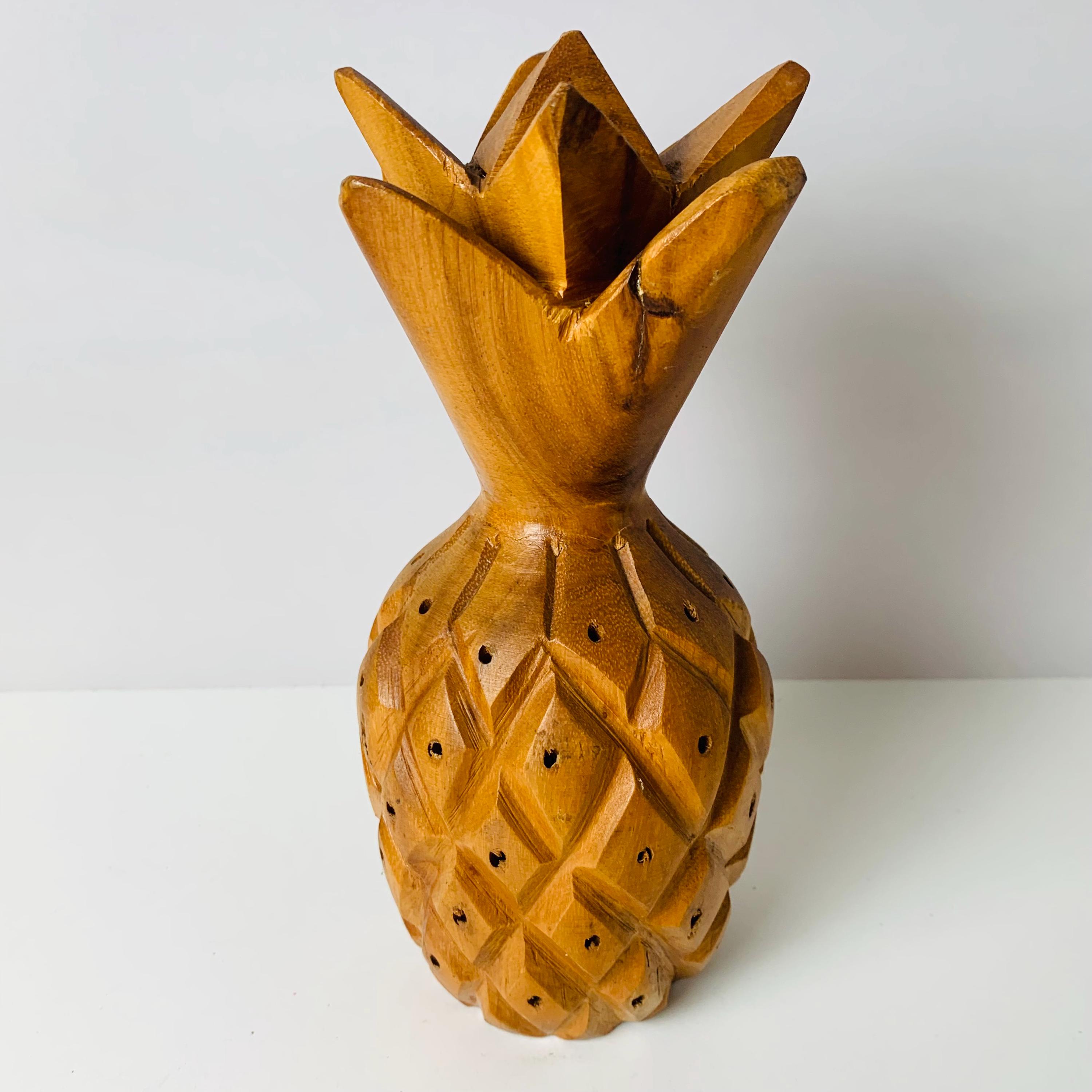 CARVED WOOD PINEAPPLE Toothpicks Holder, 8-1/2
