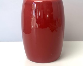 ALLURE CERAMIC CUP Vase, Allure 2005, Maroon Red, 4-1/2" tall, Minimalist Vase, Tumbler, Drinking Glass, Toothbrush Holder, Retro Restroom