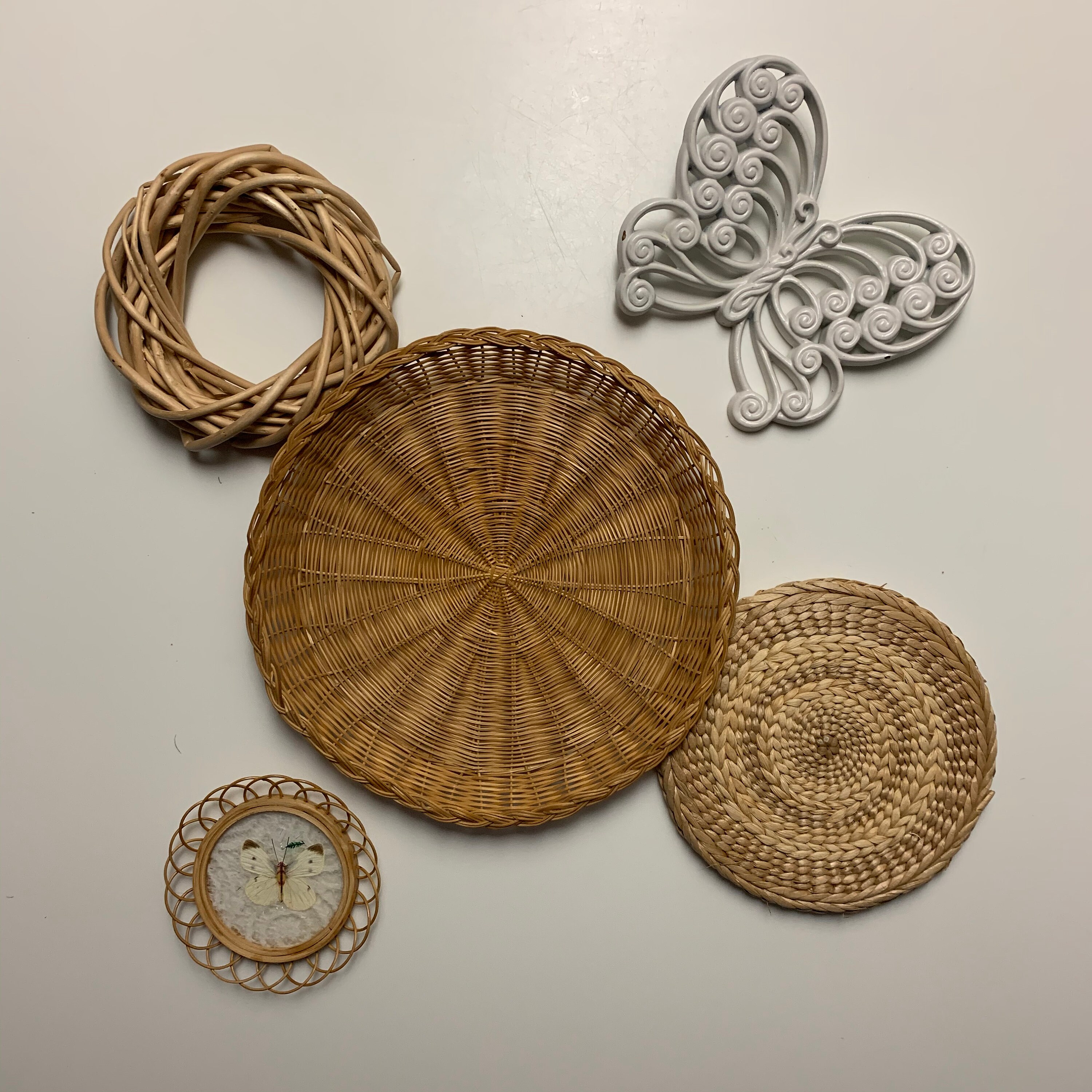 Wicker wall ART GALLERY 5 piece Custom BOHO Mid Century Etsy