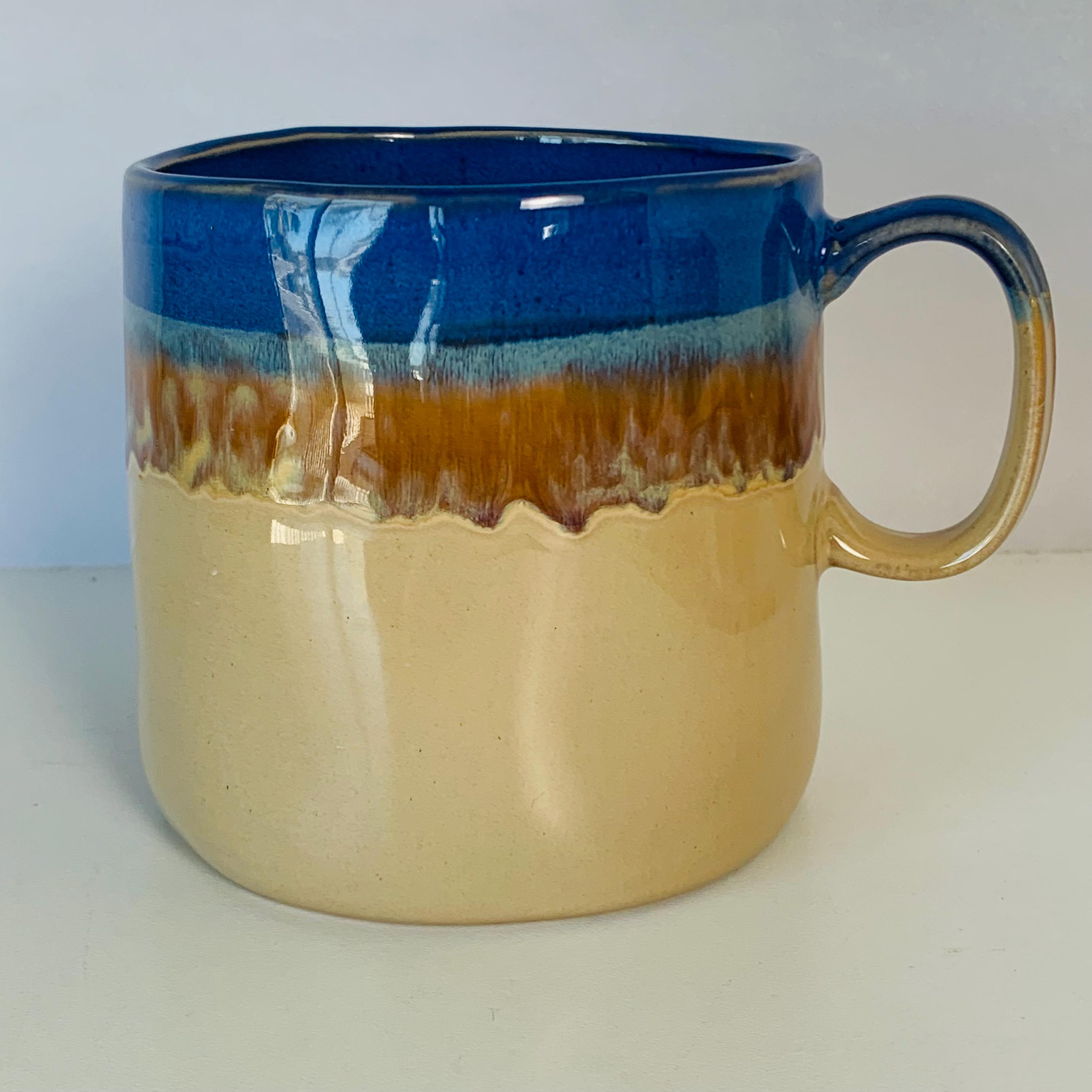 ラテ VINTAGE BOSTON WAREHOUSE Mug, Large Dip Glaze Coffee Cup, Reactive