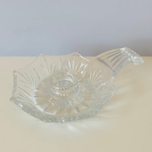 CHAMBER CANDLE Holder, Oneida Lead Crystal Chamberstick, Crystal Glass Chamber Candle Holder w Handle, Taper Candle Holder