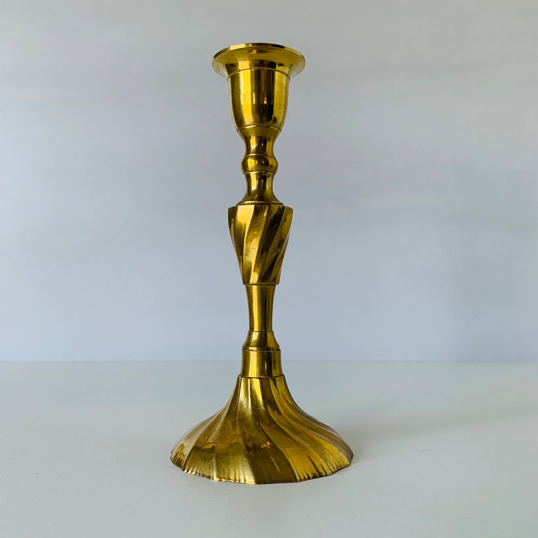 TALL BRASS CANDLESTICK Holder, 7 Tall Taper Candle Holder, Solid Brass