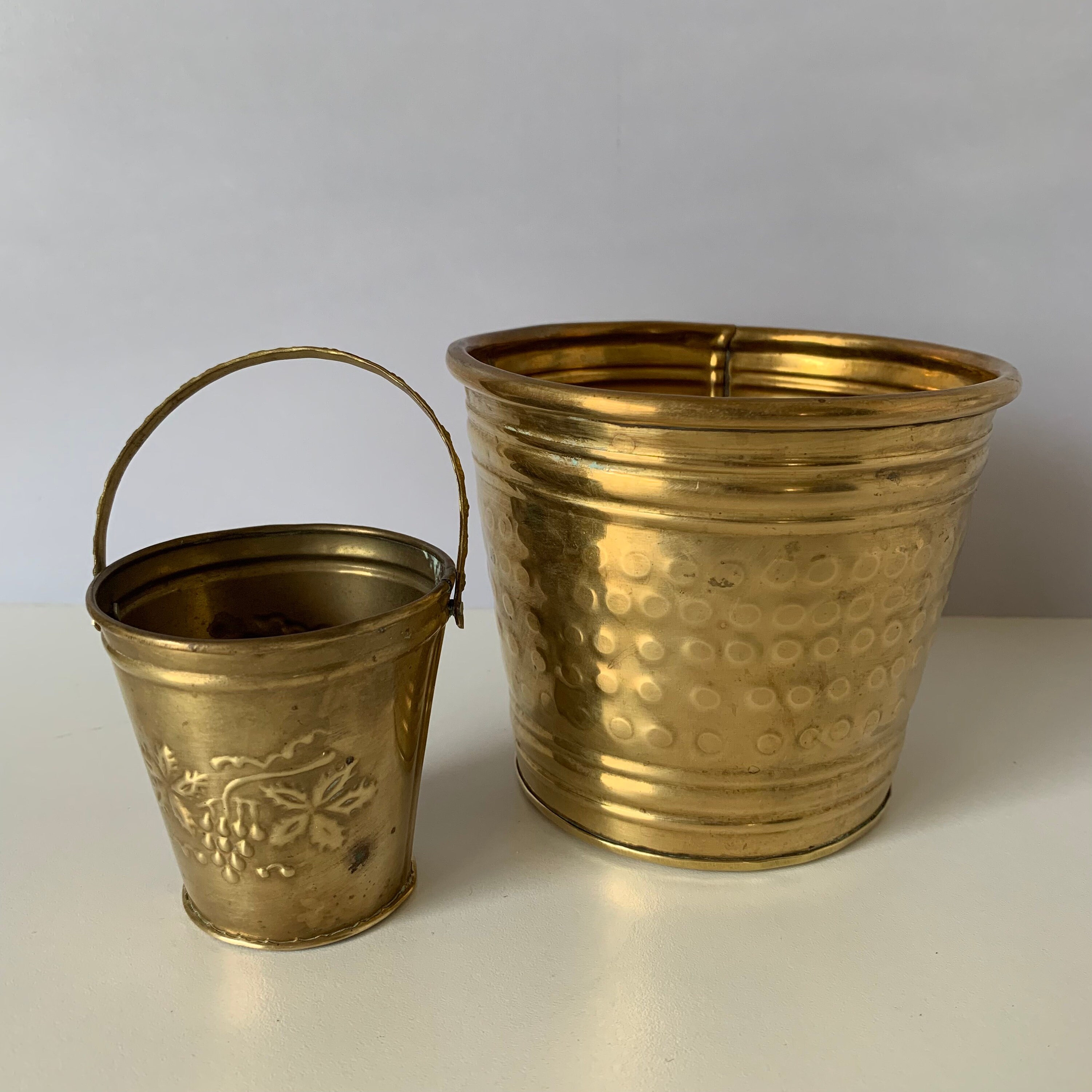 SMALL BRASS BUCKETS Planters 2 Decorative Brass Bucket Style Etsy UK