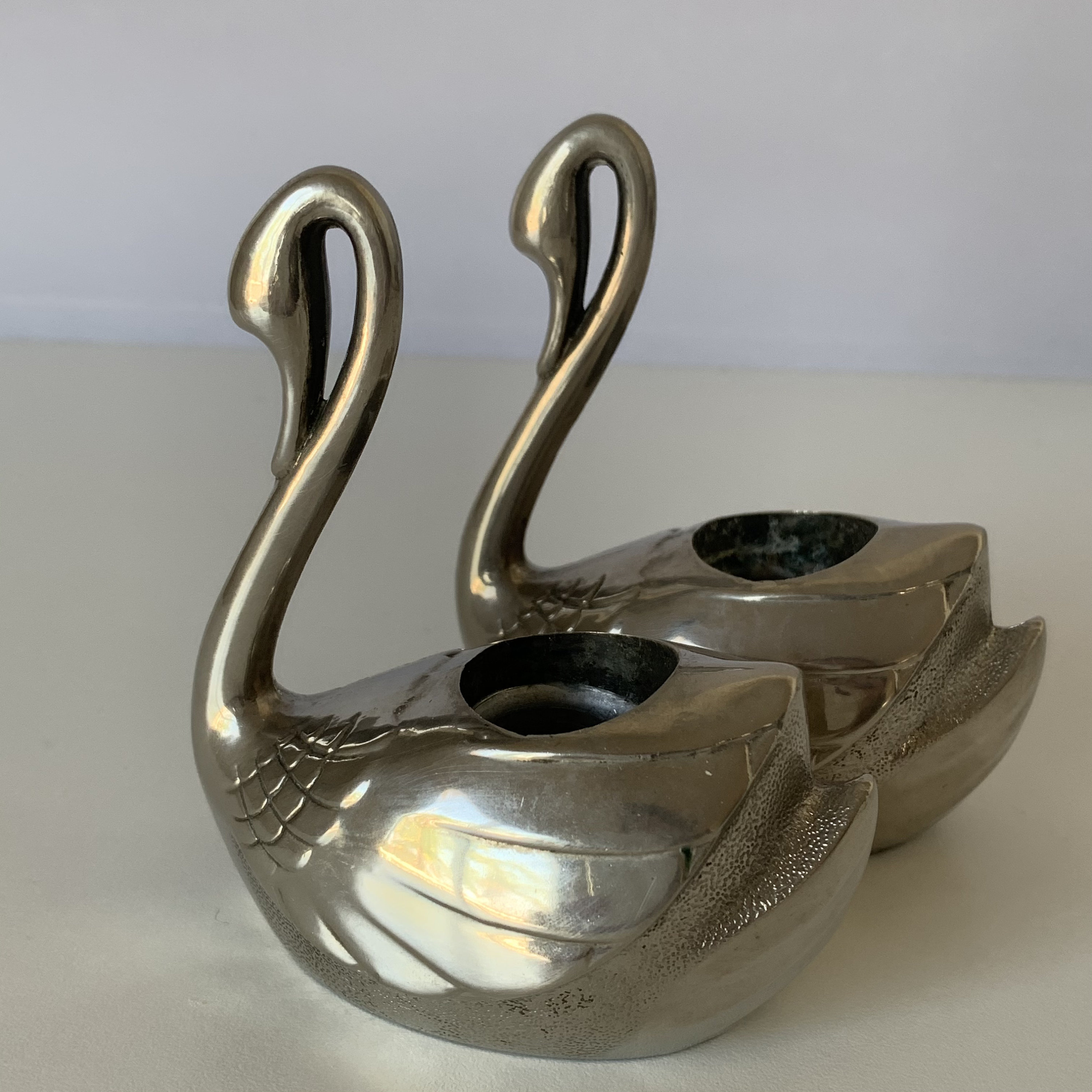 INTERNATIONAL SILVER SWAN Candle Holders Set of 2 Silver Etsy