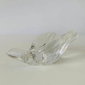 GORHAM DOVE CANDLE Holder, Gorham Lead Crystal Candle Holder, Dove Bird Crystal Taper Candle, 6&quot; L Solid Glass Dove Shape with Beveled Wings