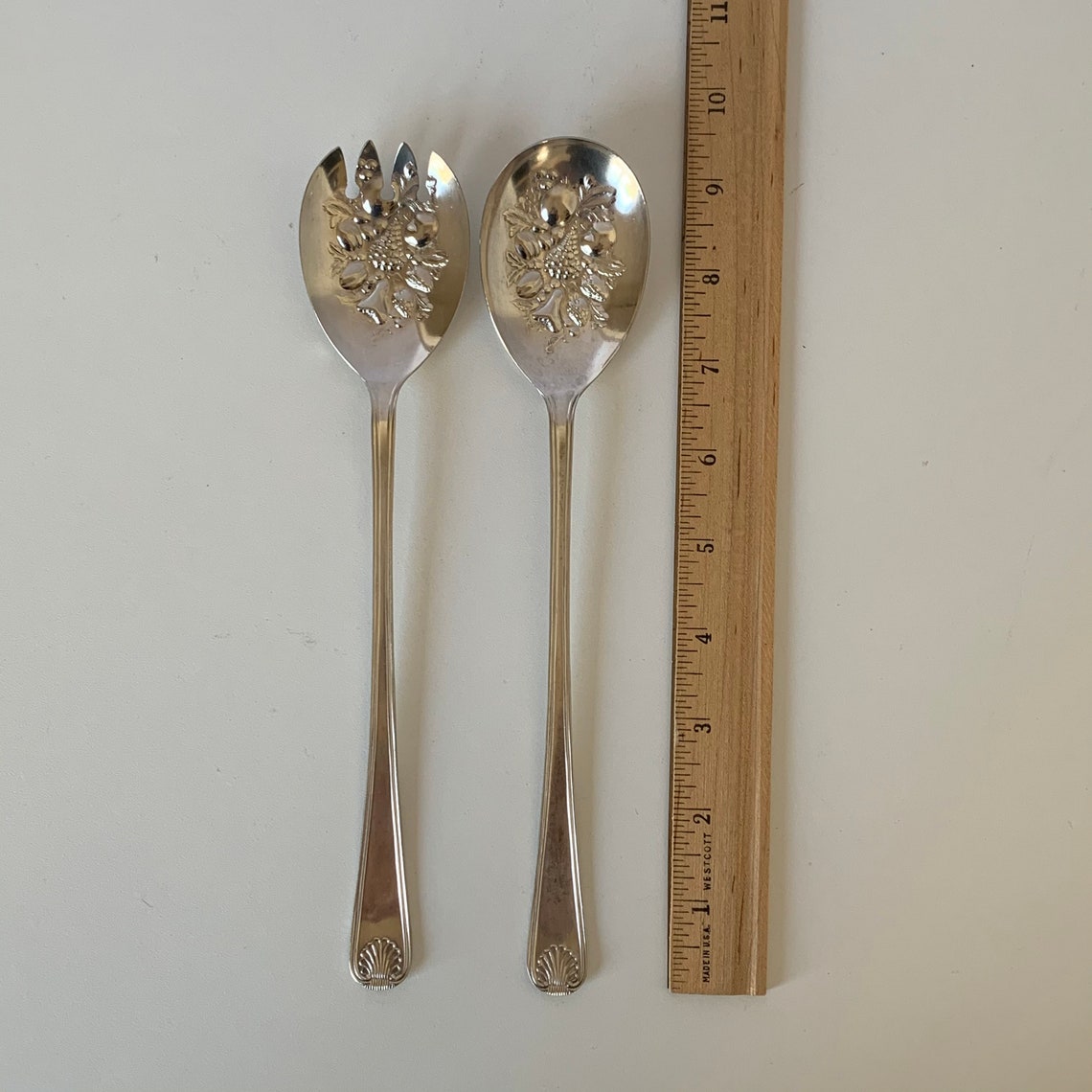 SHEFFIELD ENGLAND SILVER Plated Embossed Serving Spoon Fork Etsy