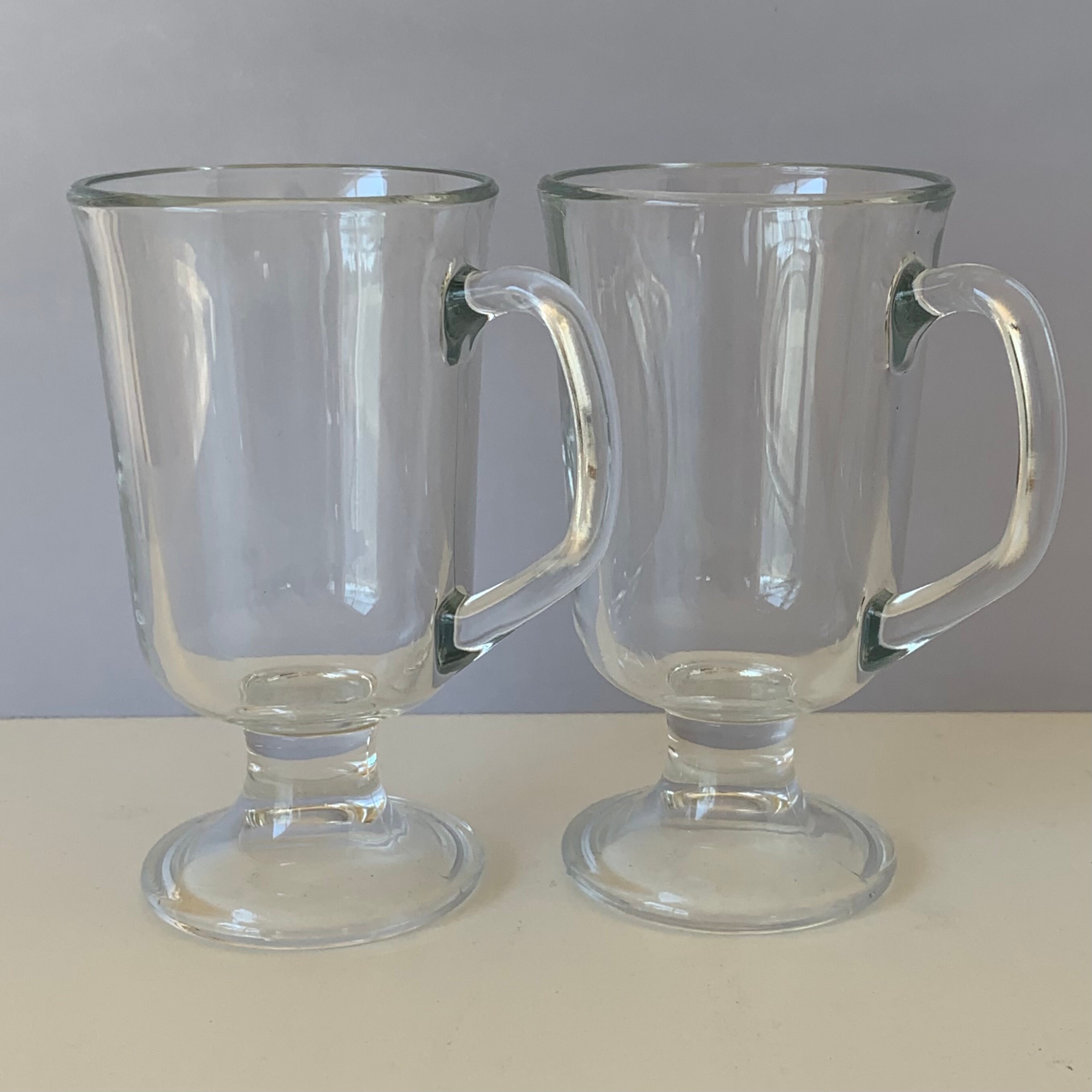 ARC FRANCE GLASS Cups Arc Irish Coffee Mugs Pedestal Clear Etsy