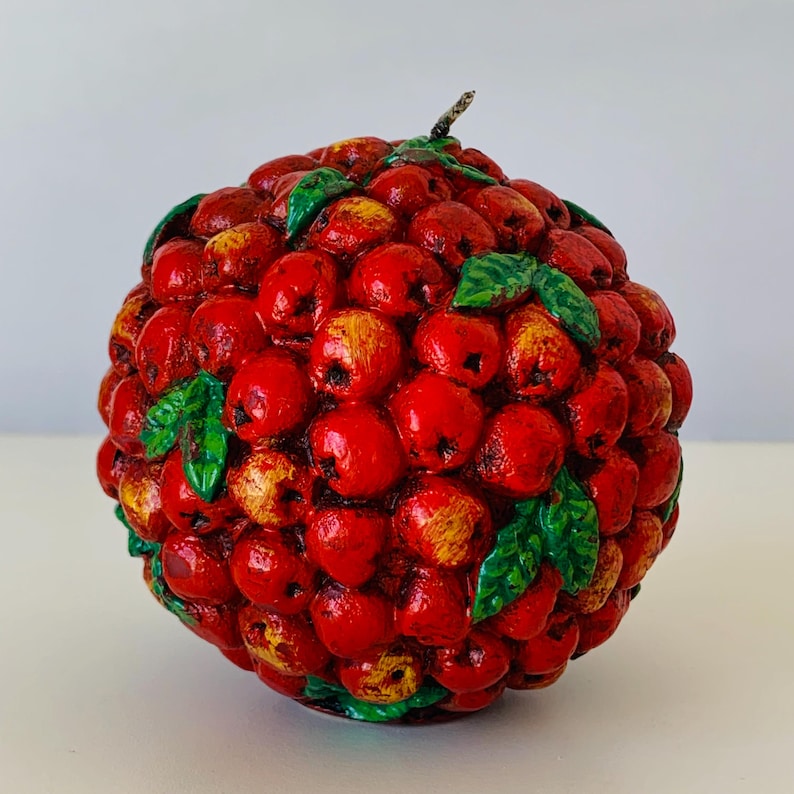 MISTLETOE WAX CANDLE, Cranberry Ball Candle, Round Embossed Berries