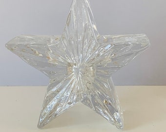 STAR CANDLE HOLDER, Solid Glass Star Shaped Taper Candle Holder, Glass Taper Candle Holder, Clear Glass Star Shaped,  3-1/2" Tall