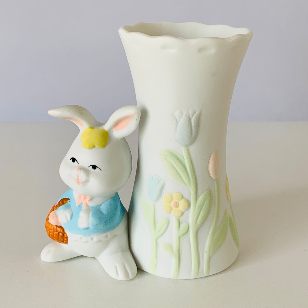 EASTER BUNNY VASE Russ Berrie 4 T Easter Bunny Rabbit Etsy