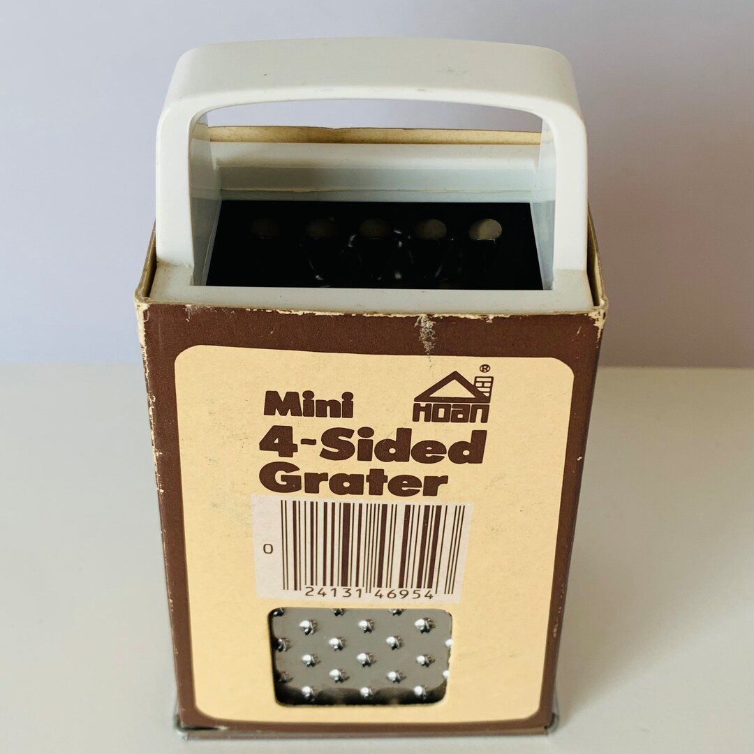 4SIDED GRATER, Vintage Hoan Stainless Steel Box Grater Slicer Plastic Handle, Mini 4sided