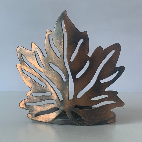 METAL LEAF CANDLE Holder, Metal Leaf Cut Out Votive Candle Holder, Rustic Bronze Color, 4.5 Tall, Metal Tree Leaf Cut Out Candle Holder