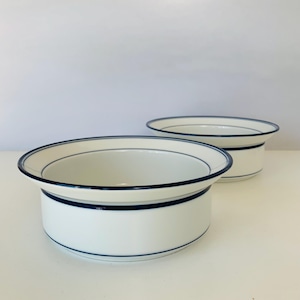 2 DANSK INTERNATIONAL DEEP Soup Cereal Bowls, Dansk Blue Rimmed Bowls, 6-3/4&quot; Wide 2-1/4&quot; Deep, Dansk Japan Blue Rim Servers, Chilli Bowls