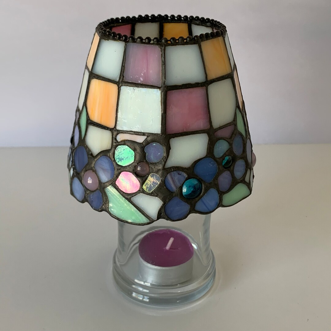 PARTYLITE HYDRANGEA STAINED Glass Tealight Candel Holder, Stained Glass