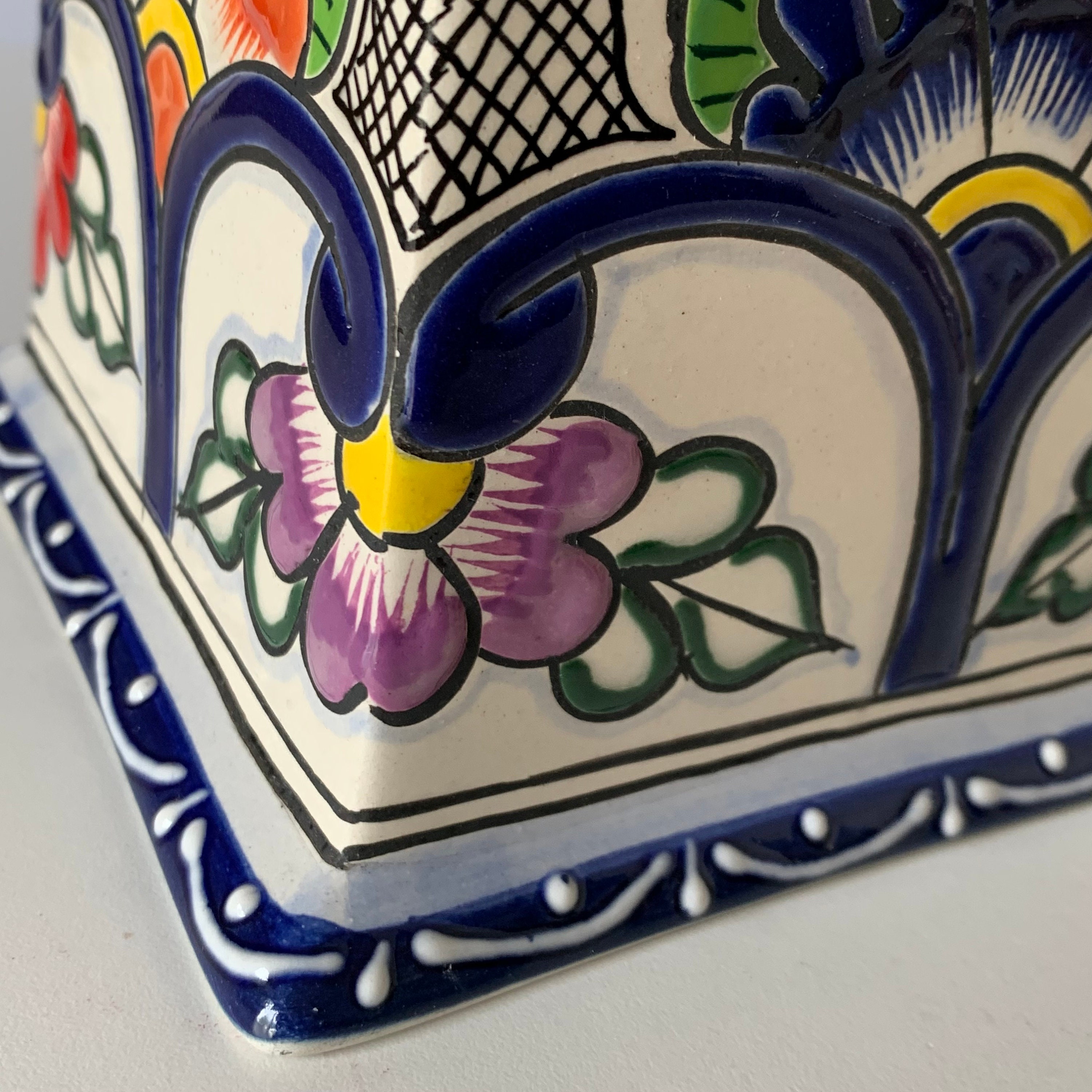 POTTERY TISSUE BOX Cover Talavera Mexican Pottery Ceramic Etsy