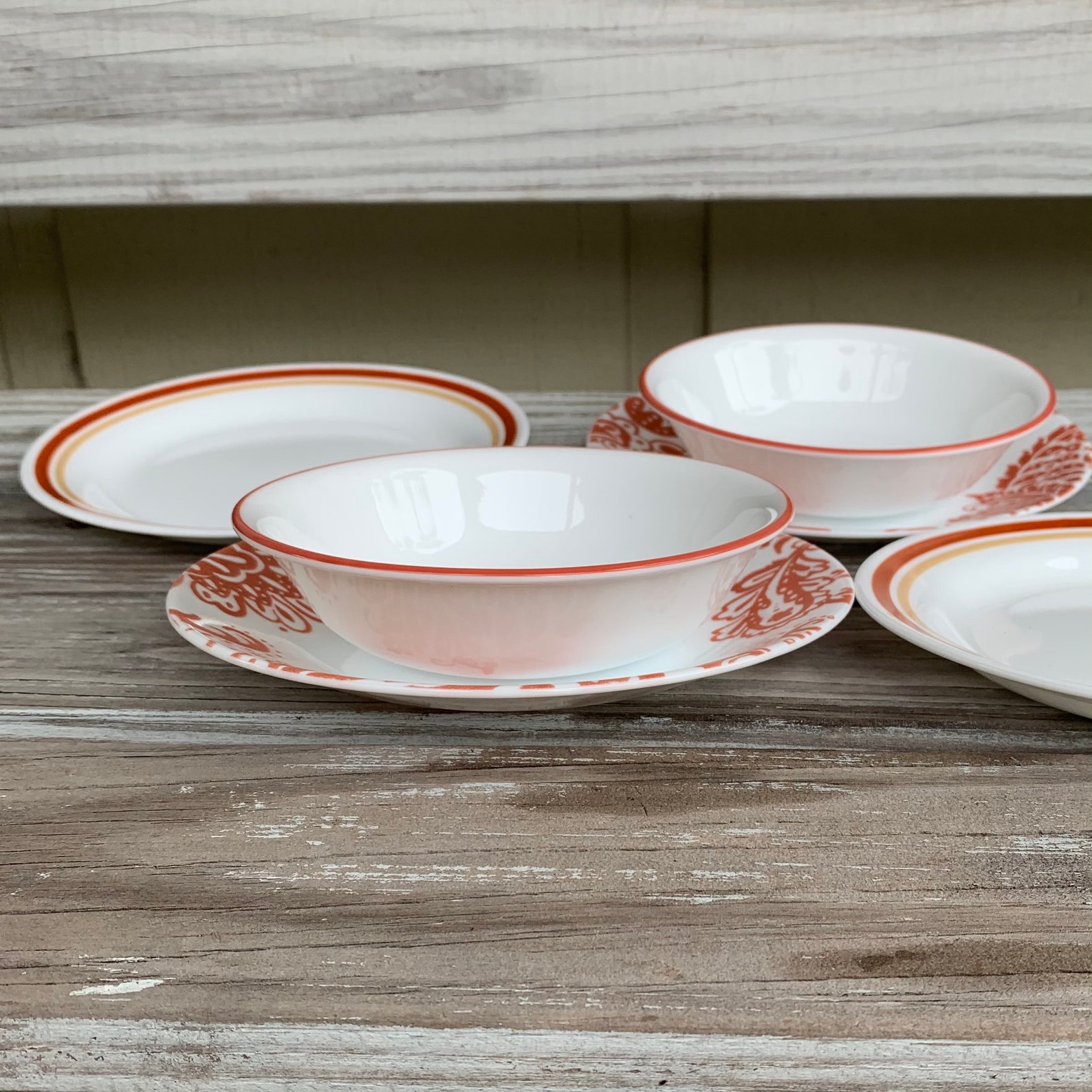 RED CORELLE SET for 2 Corelle Paisley N Chestnut Cinnamon Mix Etsy