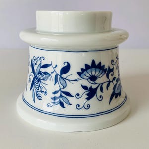 PORCELAIN VOTIVE And TAPER Candle Holder, Bavarian Village Cobalt Blue and White Rauschert Candle Holder, Ceramic Tealight Votive and Taper