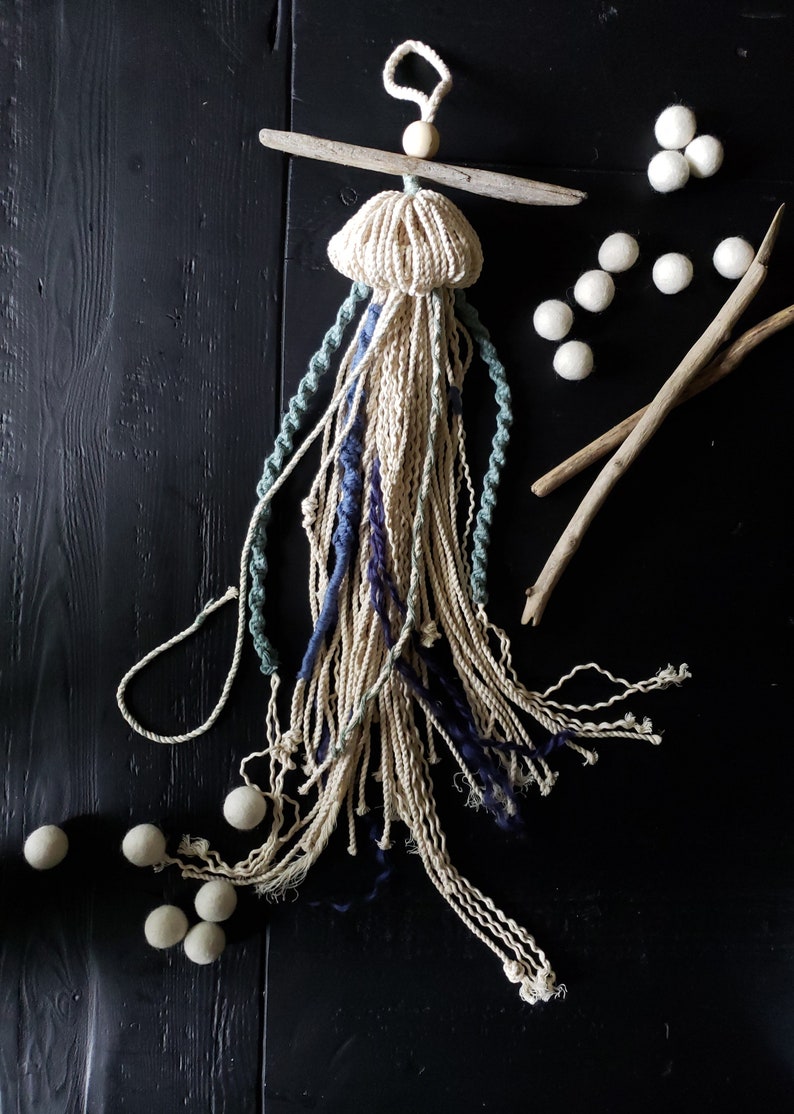 Macrame Jellyfish Nautical Mobile Handmade | Etsy