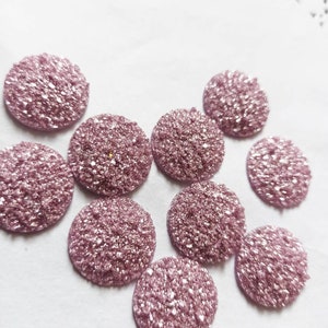 Druzy Cabochons, Resin Faux Druzies, Flatback Versieringen, High Shine Metallic Light Pink, Ronde Druzy Cabochon, Glitter Cabochon