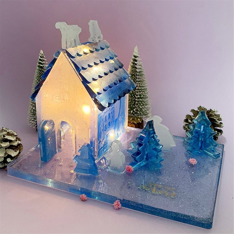 Christmas House Silicone Mold Etsy
