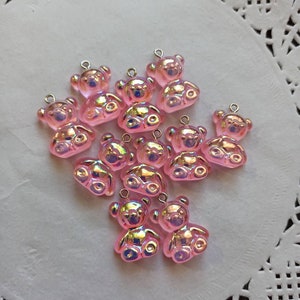 10pcs Bright Colorful Iridescent Gummy Bear Shiny with Eye pin Charm for DIY, Cabochon, Crafting, Resin ( 2,1*1,1 cm )