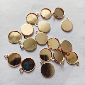 Gold tone 12mm tray pendant cabochon setting 10pcs