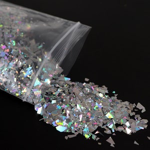 10 g Laser Silver foil cellophane confetti glitter flakes,Laser Silver Glitter, glitter for resin,iridescent sparkles,glitter for slime