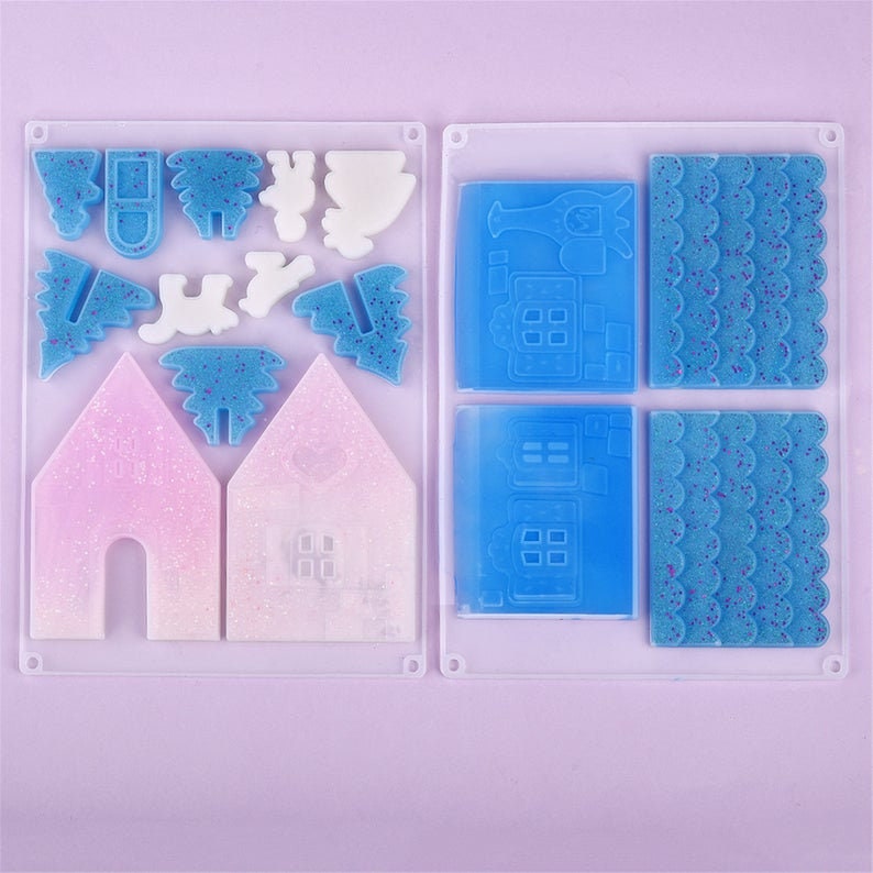 Christmas House Silicone Mold Etsy
