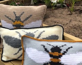 Crochet Bee Cushion and honeycomb blanket - PDF downloadable pattern