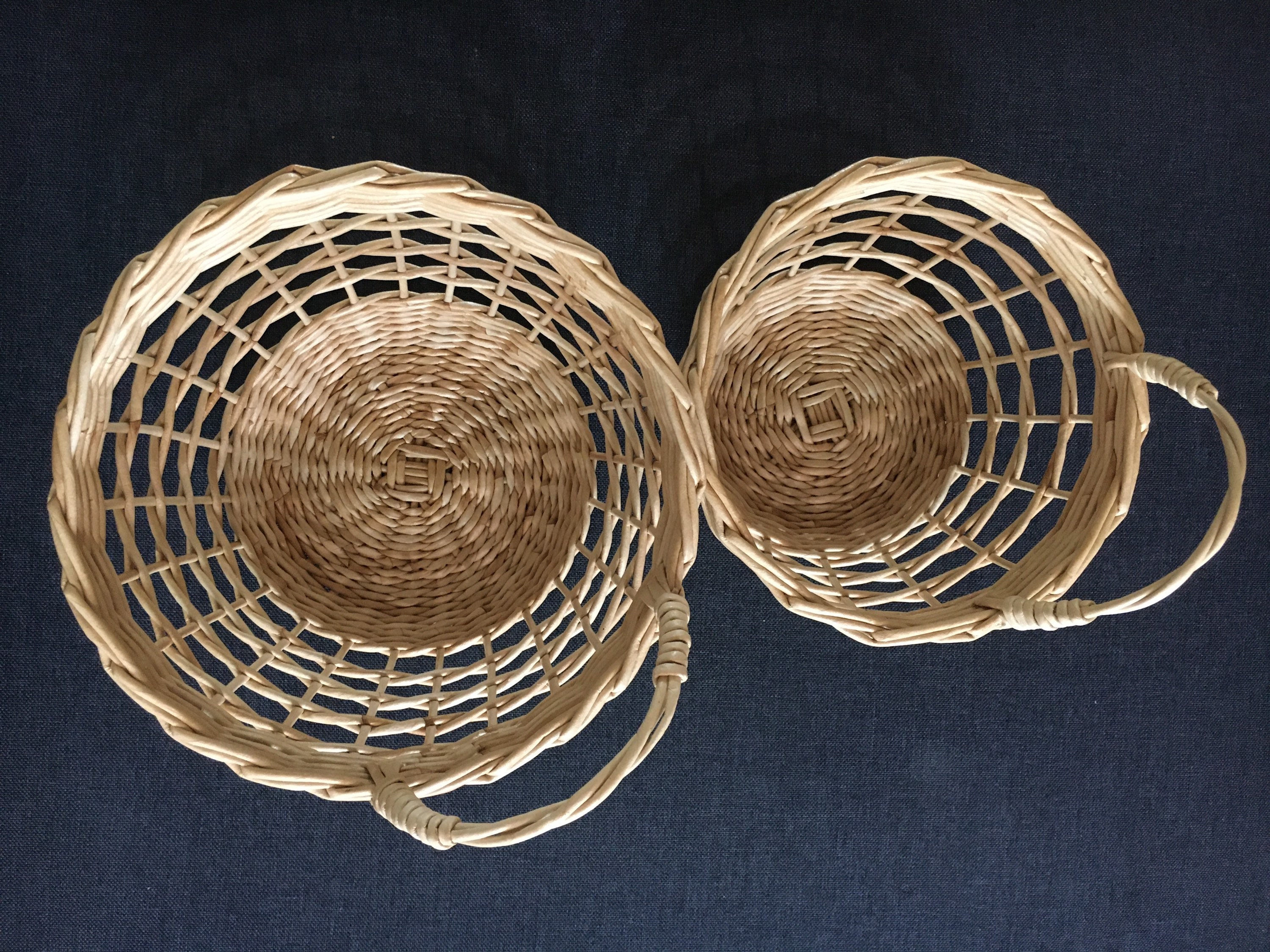Wicker round onion garlic storage basket Set of 2 woven basket Etsy